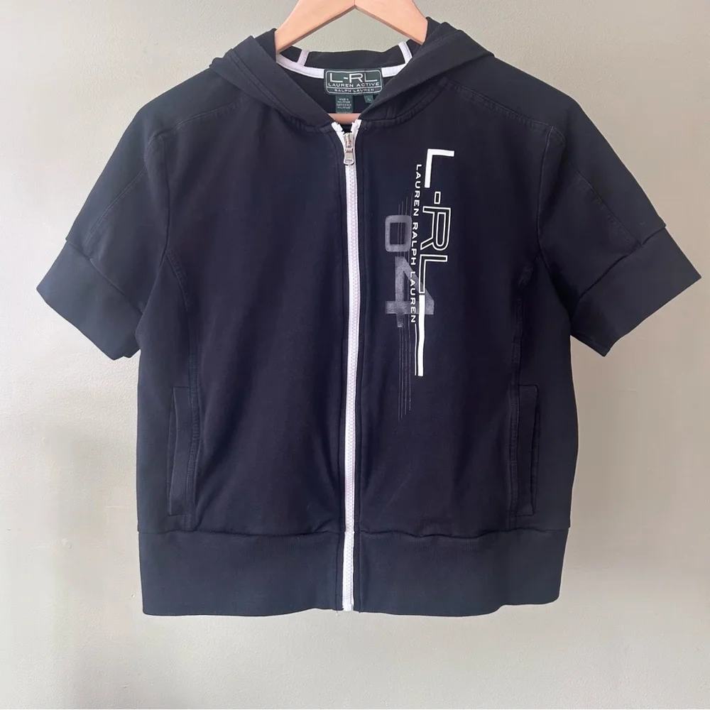 Lauren Ralph Lauren Active BlackWomen's Short Sleeve Zip-Up
Hoodie Sweatshirt XL - Picture 2 of 11